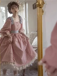 New cute Vintage court style Elegant gorgeous sweet dress Lolita Christmas dress Female op Lolita Pink Princess dress