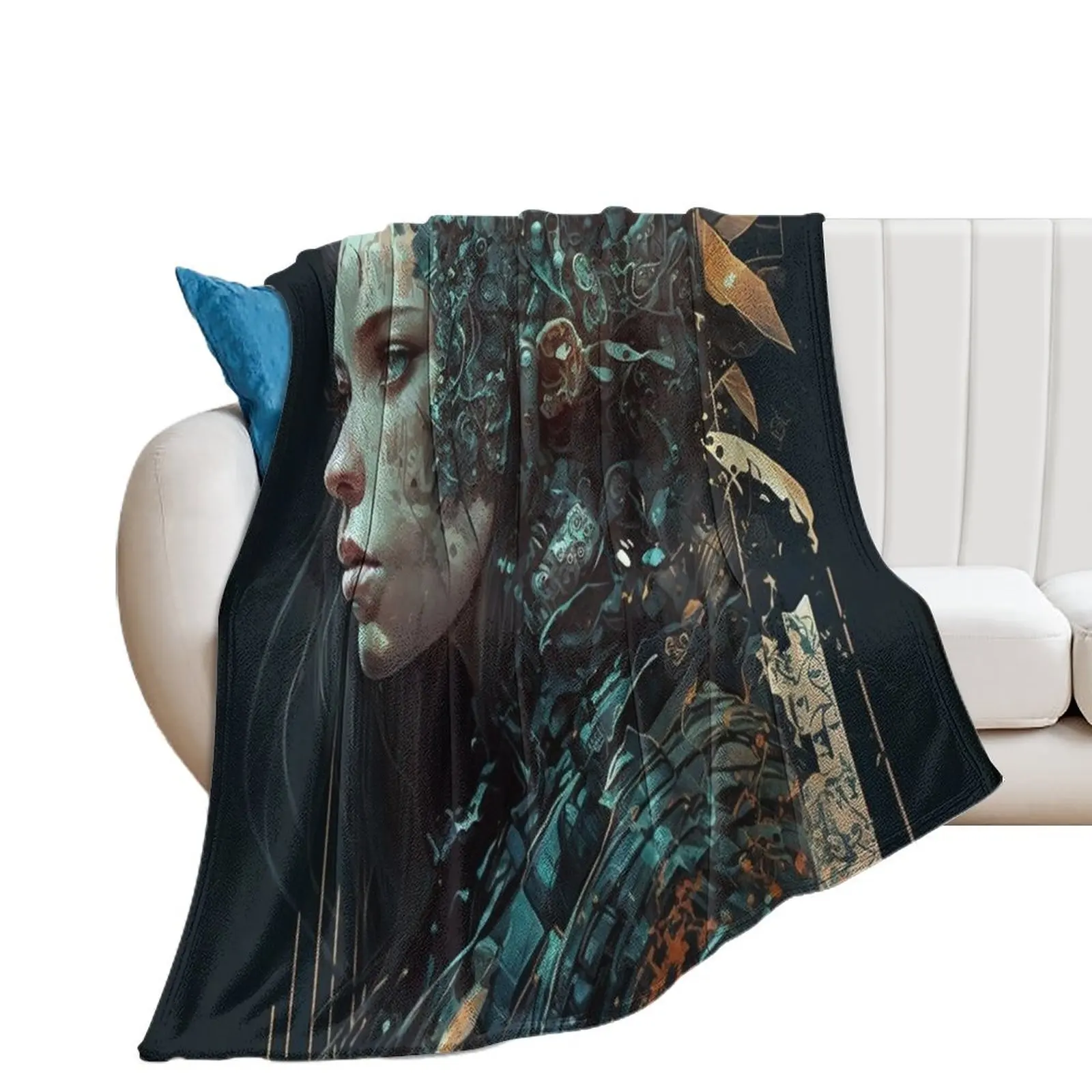 

Cyberpunk Girl Throw Blanket Large Comforter Blankets