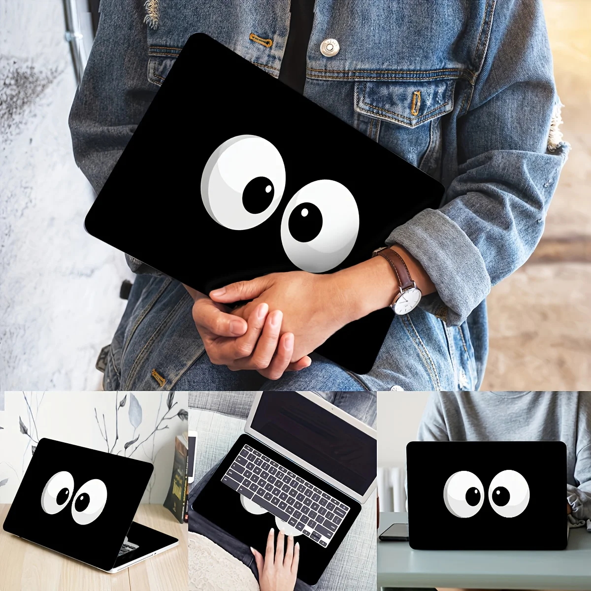 2 Cute Eye Waterproof Vinyl Cat Stickers Design Notebook Computer Stickers Suitable Scratch Resistant Vinyl Stickers