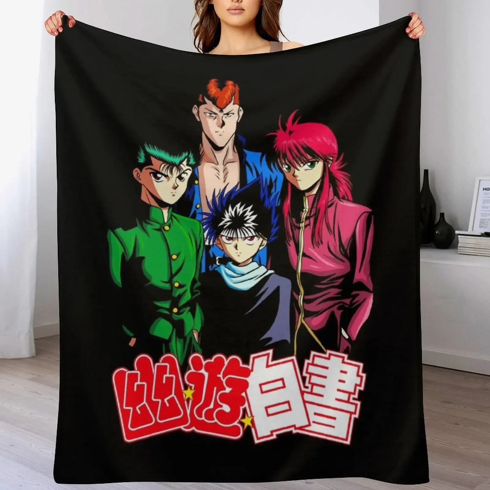 Yuyuhakusho Squad Throw Blanket Soft Bedroom Blanket for Night Sleeping
