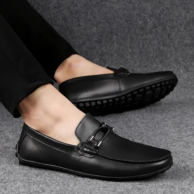 

Fashion Embossed Head Layer Cattle Leather Shoes Genuine Leather Loafers Mens Luxury Shoes Brand Handmade Business Dress Shoes