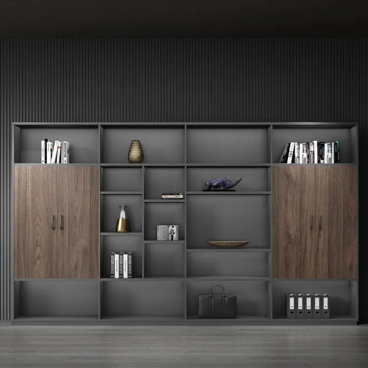خزانة ملفات مكتب رئيس خزانة خلفية خشبية ضد الحائط خزانة معلومات الموضة تخزين خزانة الكتب