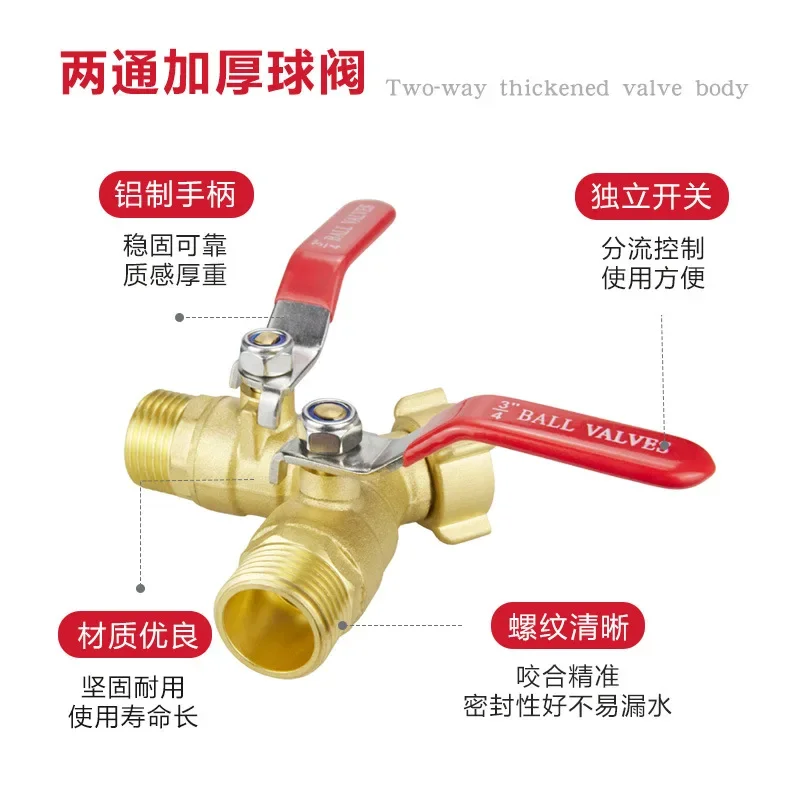 yesHose Splitter 2 Way Heavy Duty Brass Garden Hose Splitter Outdoor Full Flow Hose Splitter Connector,Y Valve 3/4 Inch GHT Thre
