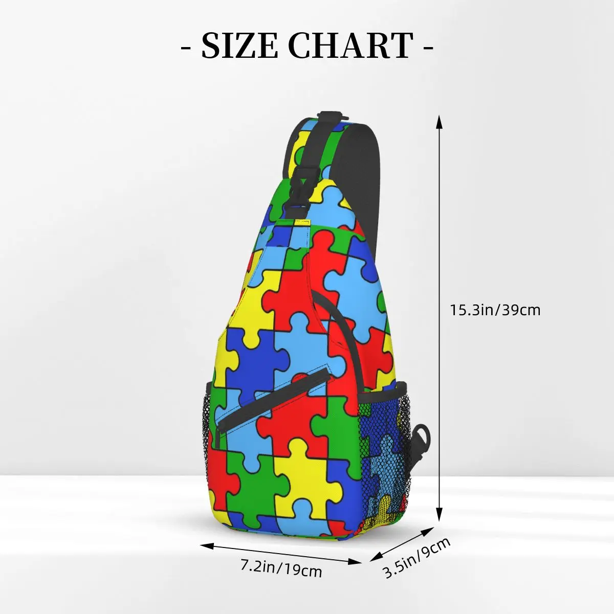 Autismo Puzzle pezzi nastro piccola borsa a tracolla petto tracolla zaino escursionismo all'aperto zaini borsa moda consapevolezza