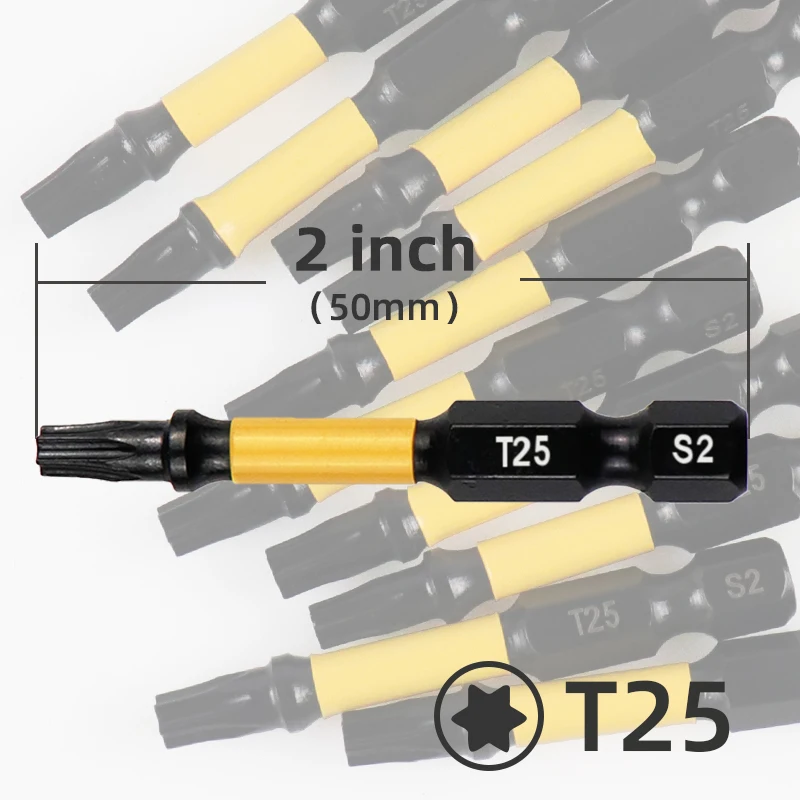 1 polegada/2 Polegada impacto resistente conjunto de bits de energia magnética segurança torx cabeça potência bits s2 liga aço estrela t25 chave de fenda conjunto