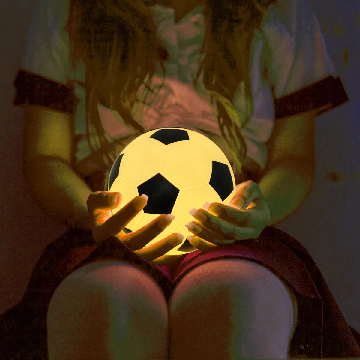 1pc 14cm/5.5in 3D Football Night Light Bedroom Desktop Decoration Soccer Lamp Battery Powered Perfect Gift For Teenagers Decor