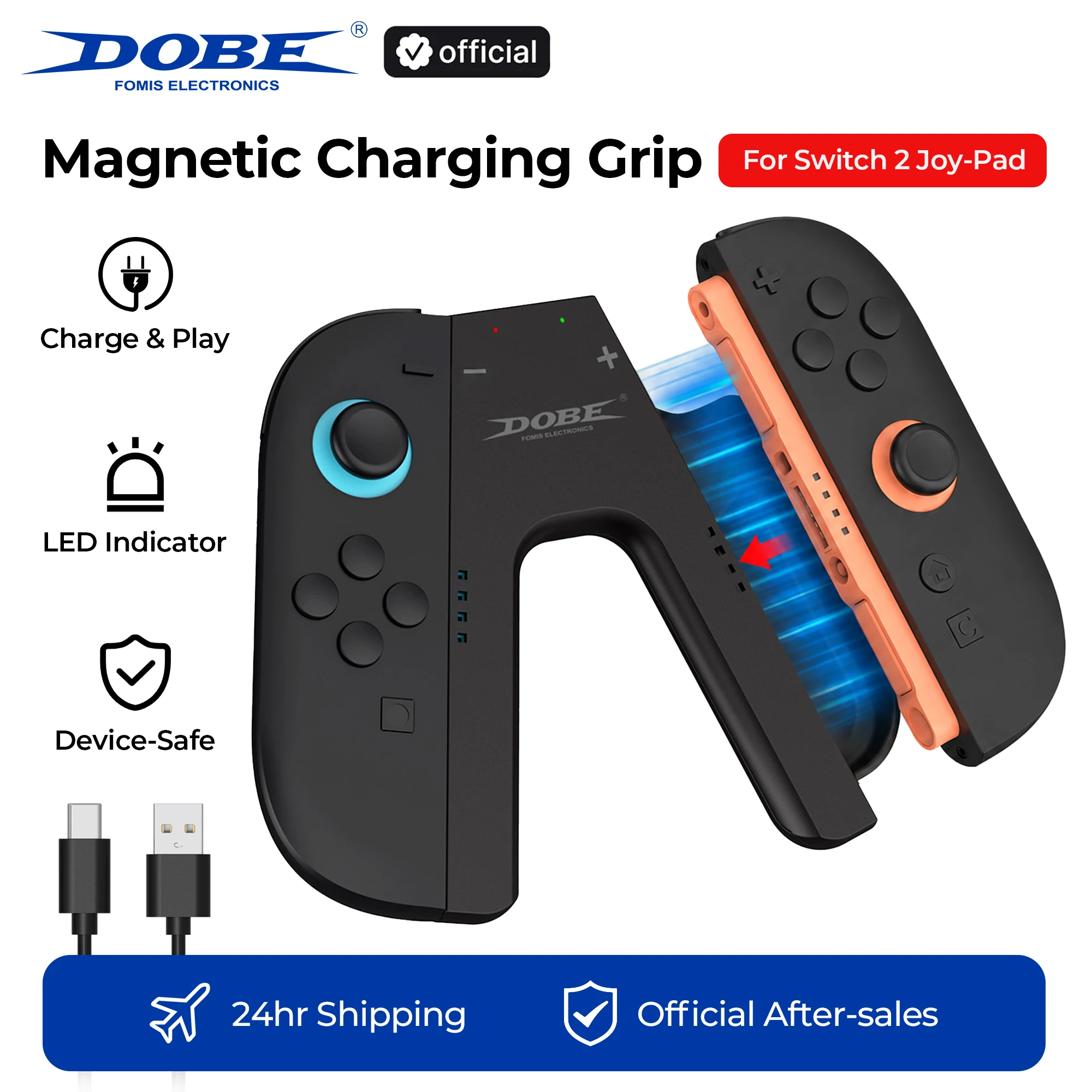 Retro Gaming Gun - DOBE Charging Grip for Nintendo Switch