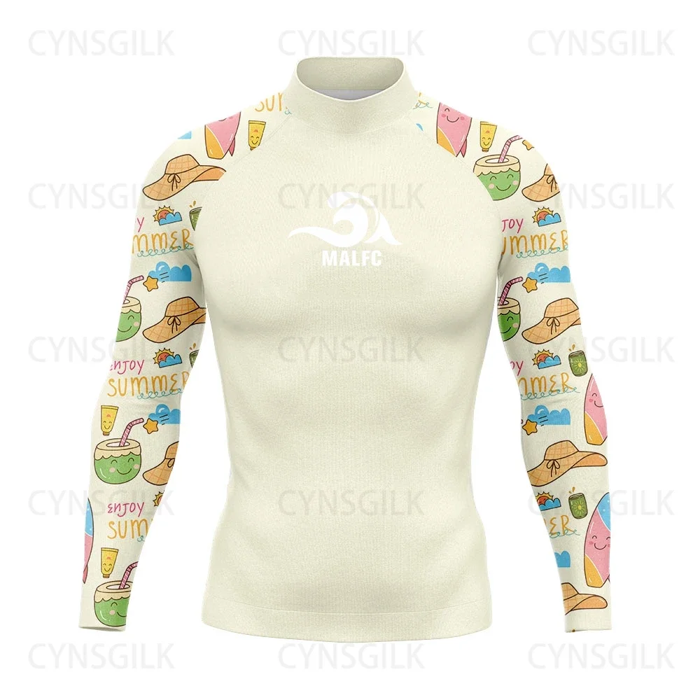 

Мужская одежда для серфинга MALFC, одежда для серфинга, купальник Rashguard, одежда для серфинга UPF 50, футболка с длинным рукавом для водного спорта, одежда для плавания и Сноркелинга