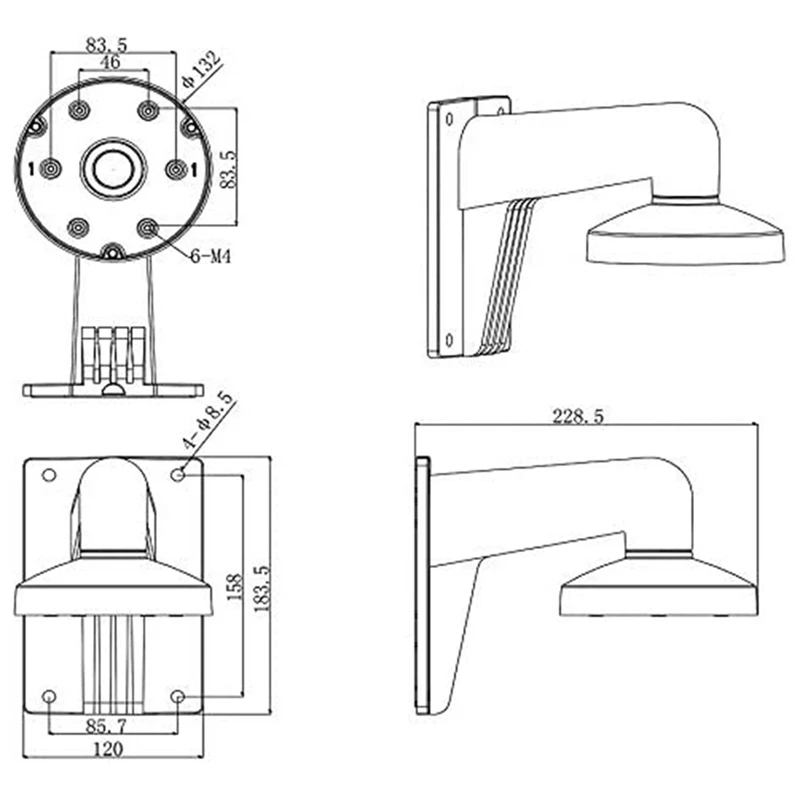 DS-1273ZJ-130-TRL WMS WML PC130T Wall Mount Bracket For Hikvision Turret Camera DS-2CD2342WD-I