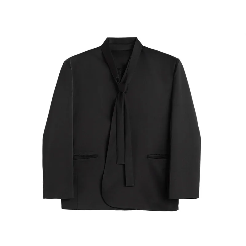 WVGA ربيع الخريف جديد رجل المد الكتف مبطن ثنيات العصرية السترة المتخصصة شيك عادية الشريط مستقيم دعوى السراويل Ins Y2K W13437