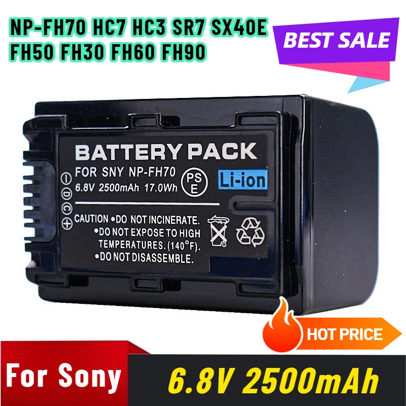 

6.8V 2500mAh NP-FH70 for Sony HC7 HC3 SR7 SX40E FH50 FH30 FH60 FH90 Camera Battery