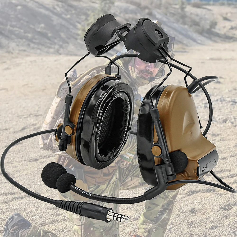 Hearangel Tactical Headset Comtac II mit ARC-Schienenadapter, Gehörschutz mit Gel-Ohrpolstern für Airsoft Sports Kenwood PTT