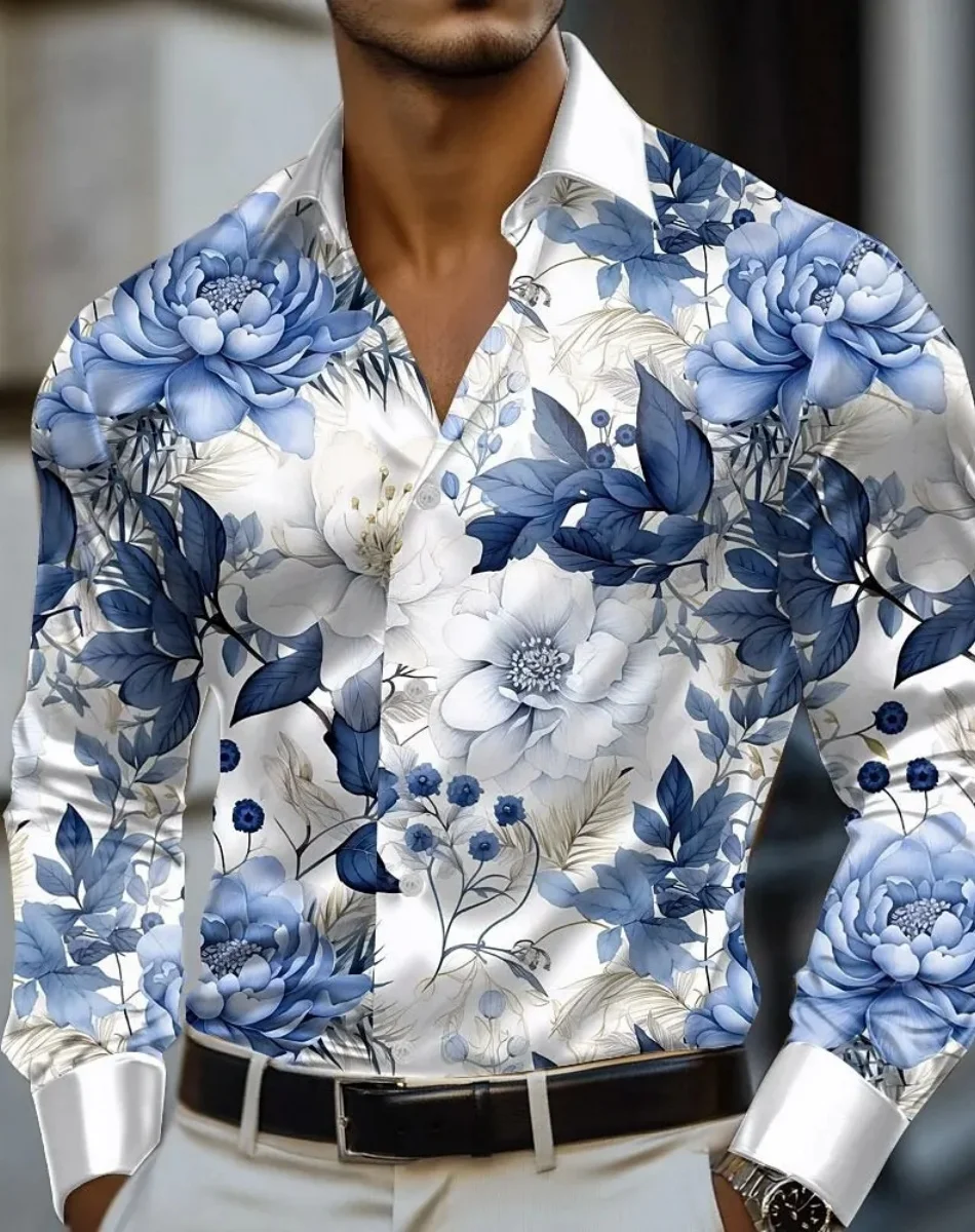 20253D 풀 프린트 하와이 휴가 셔츠 남성용 팜 리프 패턴 버튼 업 비치 셔츠 남성용 반팔 캐주얼 셔츠 의류