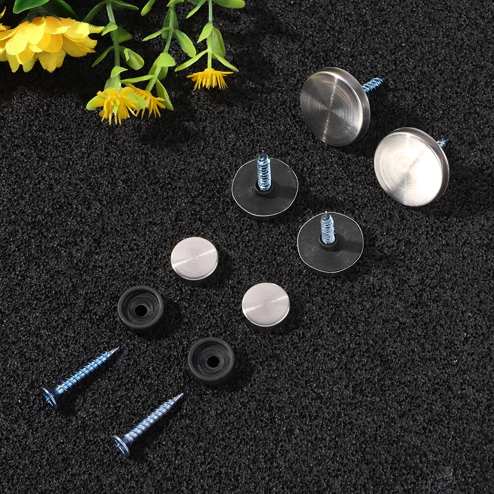 8 Sets Mirror Fasteners Screws Decorative Cap Stainless Steel Decor Screw Covers Mirror Fixing Nails Useful Furniture Hardware