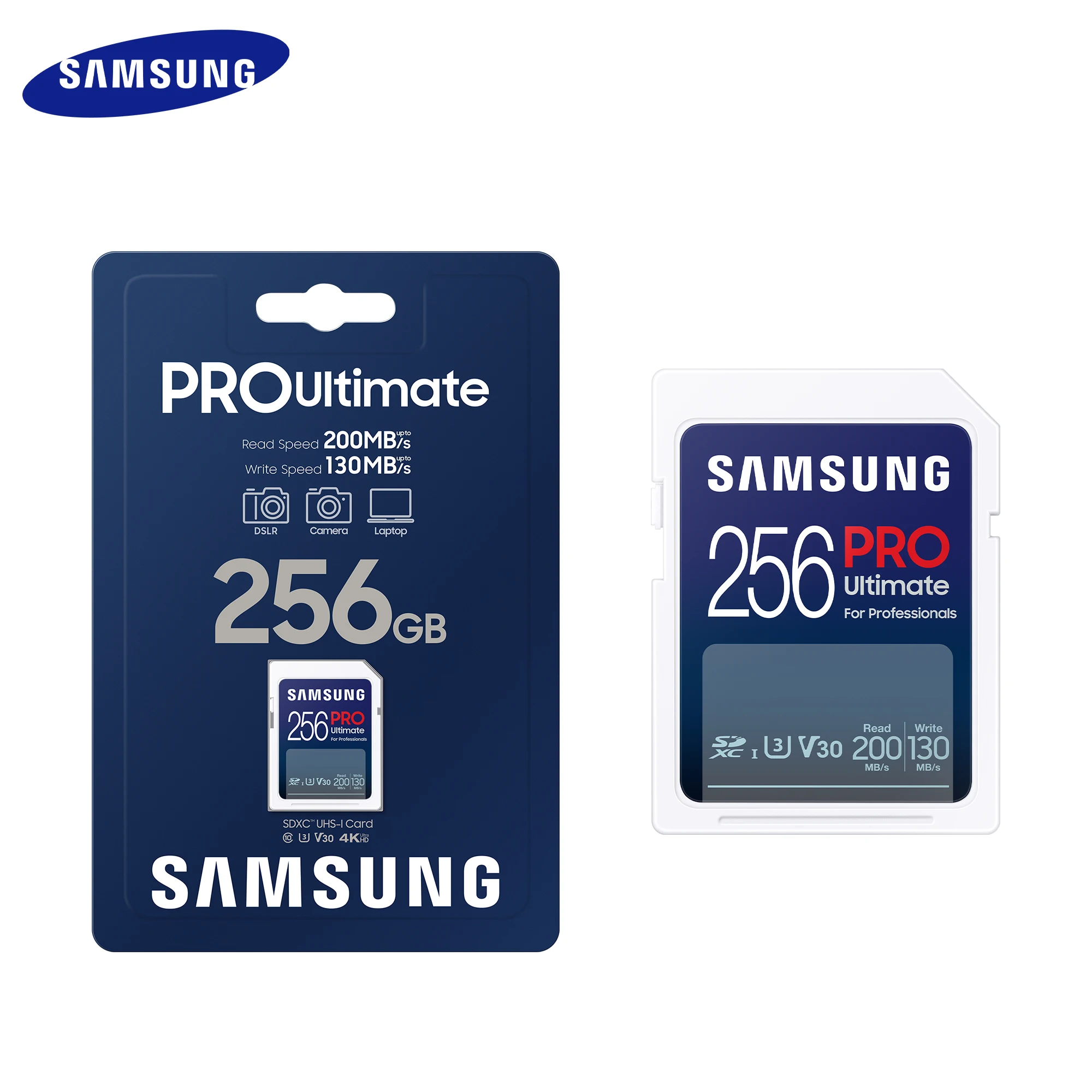 

SAMSUNG SD Memory Card PRO Ultimate Professional Camera Card U3 V30 SDXC Memory Card Up to 200Mb/s High Speed 4K Ultra Video