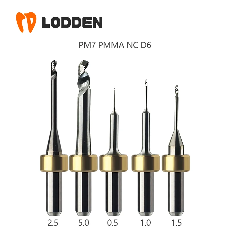 

Dental Milling Burs Ivoclar PM7 PMMA NC D6 Coating 5.0 2.5 1.5 1.0 0.5 Dental Lab Drills CAD/CAM Cutting Tools