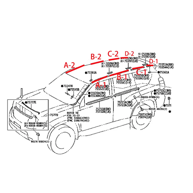 For Toyota Land Cruiser Prado LC150 Lexus GX460 2010-2015 Automobile Roof Sinking Rubber Drip Irrigation Molding Top Rubber Seal