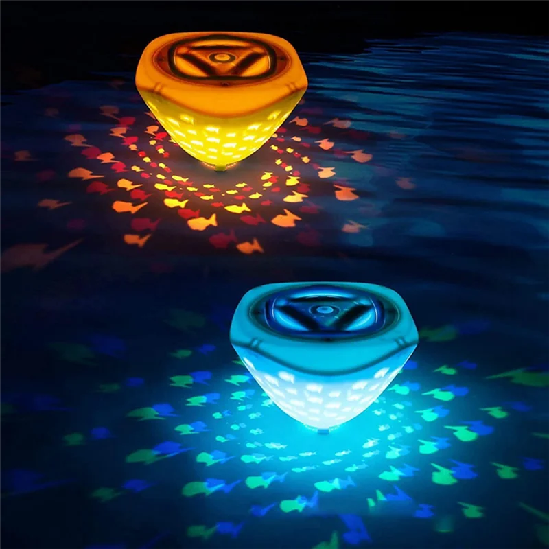 AK25-Unterwasser Disco Licht Fisch Muster Brunnen Projektor Licht Farbe Batterie Betrieben Für Disco Pool Party Pool Lichter
