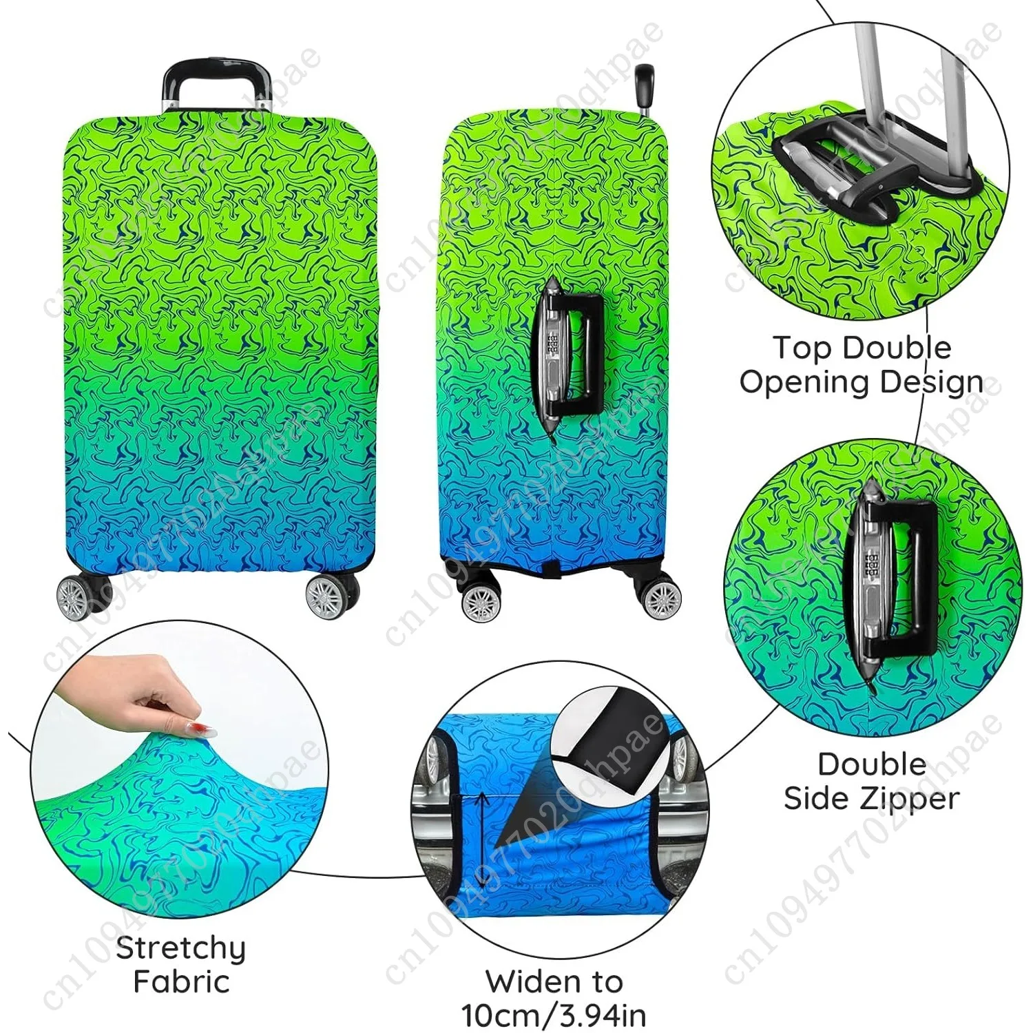 أغطية الأمتعة لحقيبة السفر المرنة، أغطية حماية الأمتعة المضادة للخدش، تناسب مقاس 18-20 بوصة باللون الأخضر