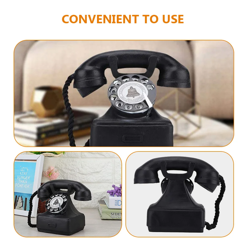 Vintage Telephone Model Retro Telephone Model Resin Craft Coffee Bar Decor Photo Prop