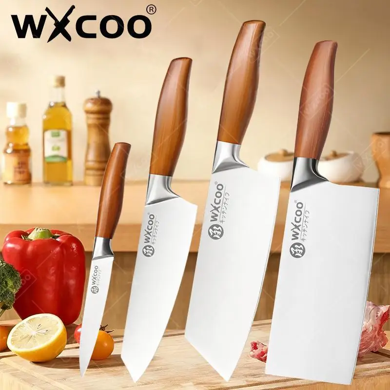 WXCOO Japanisches Kochmesser, Tranchiermesser, Ausbeinmesser, Fleischbeil, Edelstahl-Schälmesser, Allzweckmesser, Santoku-Sushi-Messer, Küchenmesser