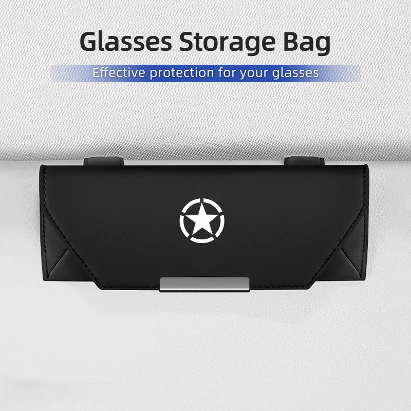 

Car Leather Sunglasses Glasses Holder Glasses Case Box Organizer Accessories For Jeep Renegade Compass Grand-Cherokee Wrangler W