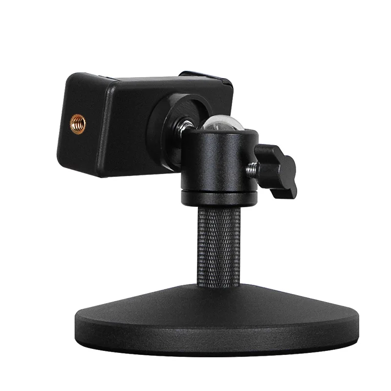 Desktop Metal Disc Stand 360-Degree Rotating Phone Clip Magnetic Head Desk Phone Holder Mini Support Frame for Live Streaming