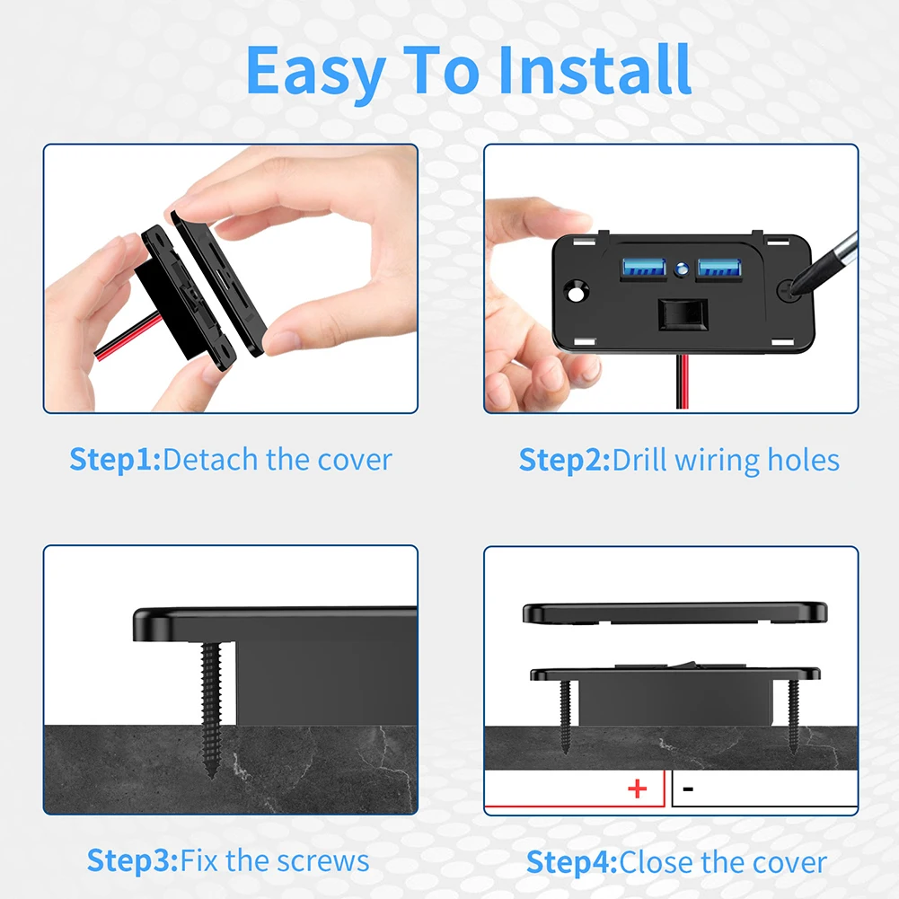 Panel Mount Car Charger Socket with Fast Charging QC 3 0 Dual USB Ports 12V24V Power Outlet High Speed Charging