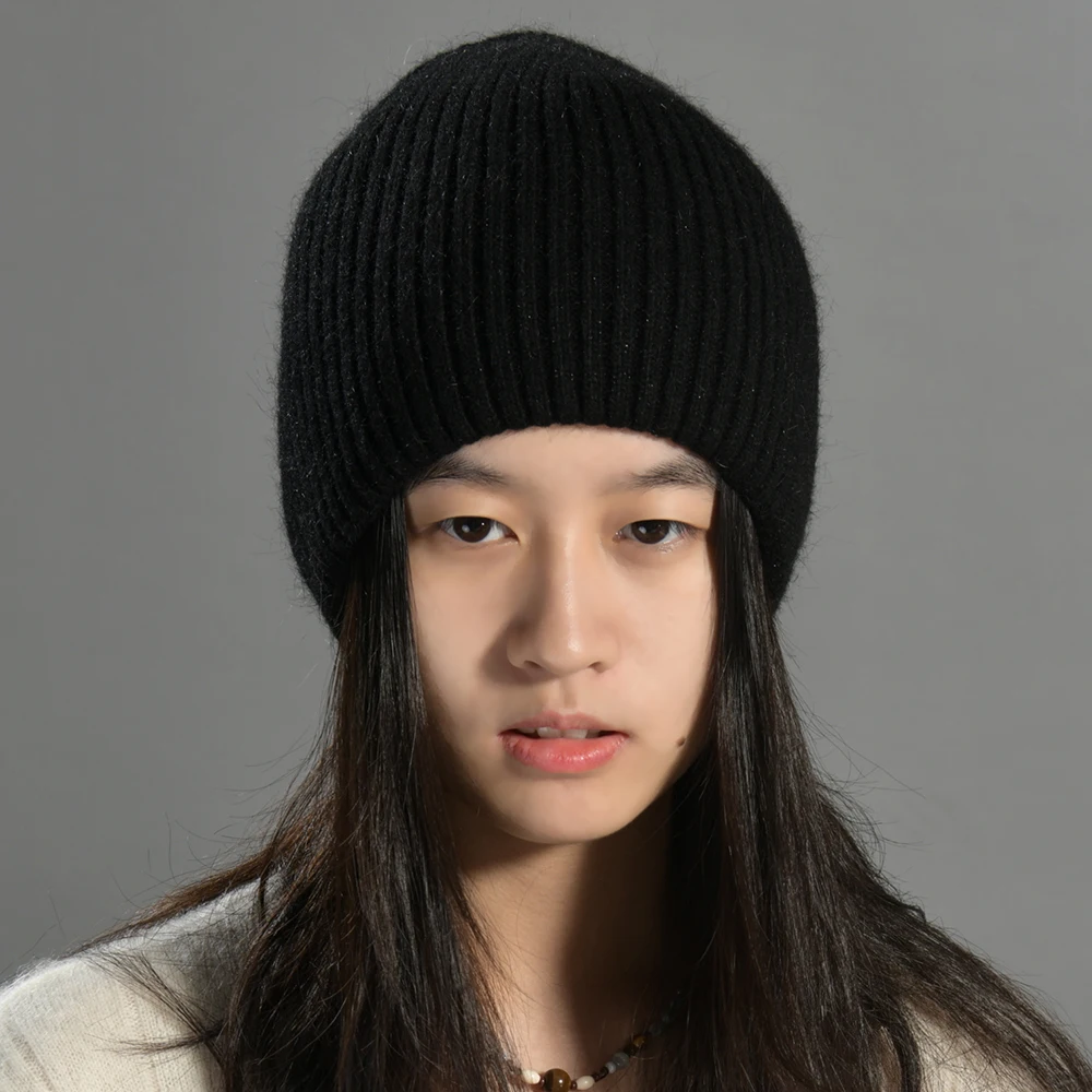 

Женская зимняя шапка-бини Jaxmonoy, черная цветная двухслойная толстая теплая вязаная шапка, женские кашемировые шерстяные шапки Skullies, новинка 2023 года