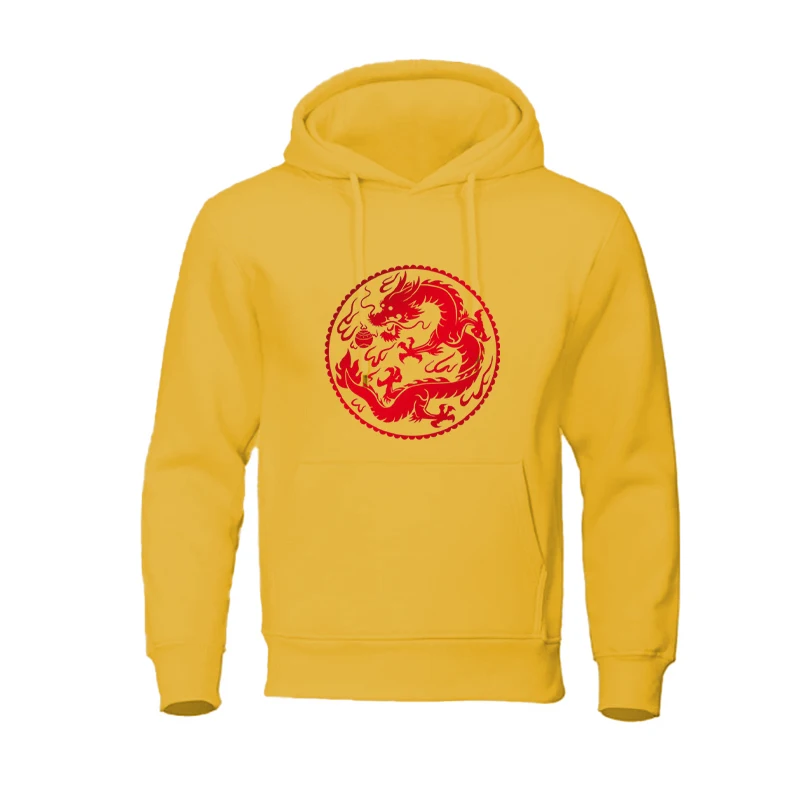 Chinese Dragon Printed Fashion Hoodies Hip Hop Men's Comfortable Cotton Sweater Women Vintage High Street Autumn Gothic Clothes