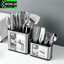 Kitchen Cutlery Organizer Knife Stand Plastic Drain Storage Holder Spoon Fork Chopstick Kitchenware Cooking Tool Tray Shelf Box