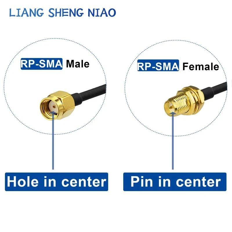 RP-SMA SMA Connector Male to Female Extension Cable Copper Feeder Wire for Coax Coaxial WiFi Network Card RG174 Router Antenna