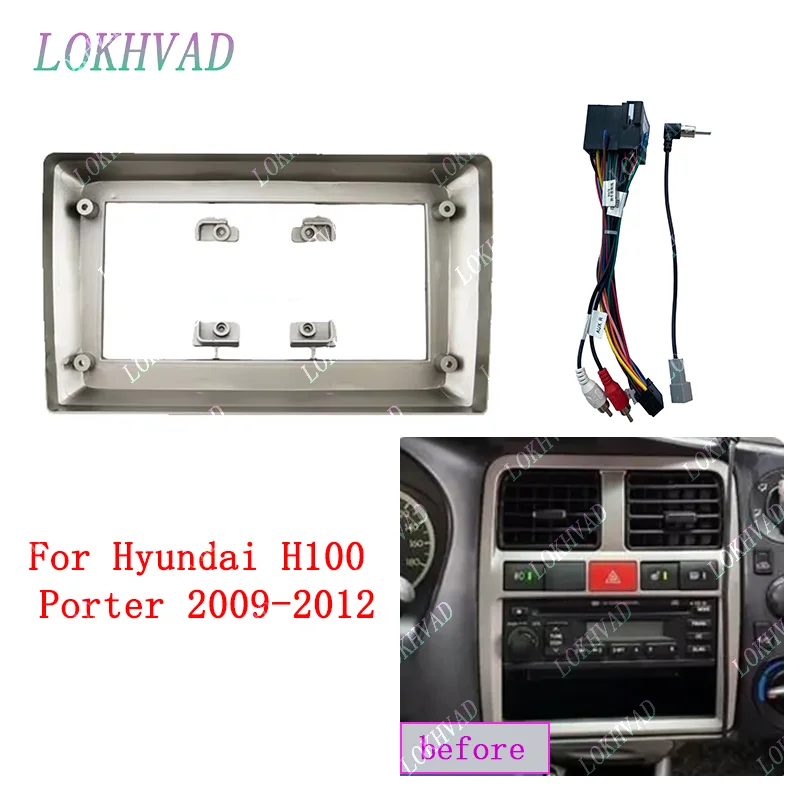 

For 2009-2012 Hyundai PORTER H100 9inch 2 Din Car stereo radio Android frame panel fascia cable video harness adapter dashboard