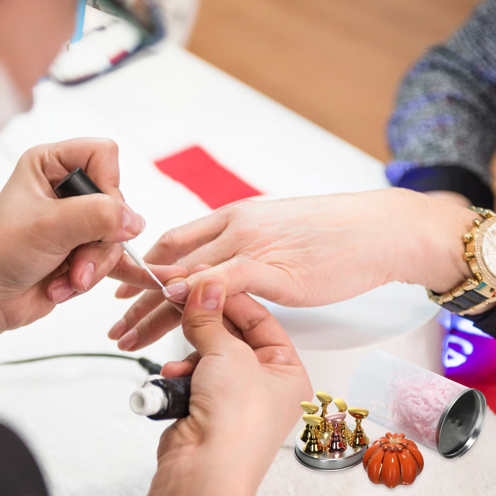 

1 set Pumpkin Base Chess Piece Holder Nail Art Practice Stand Display Rack for Artificial Nails Manicure Tools Salon Home Use