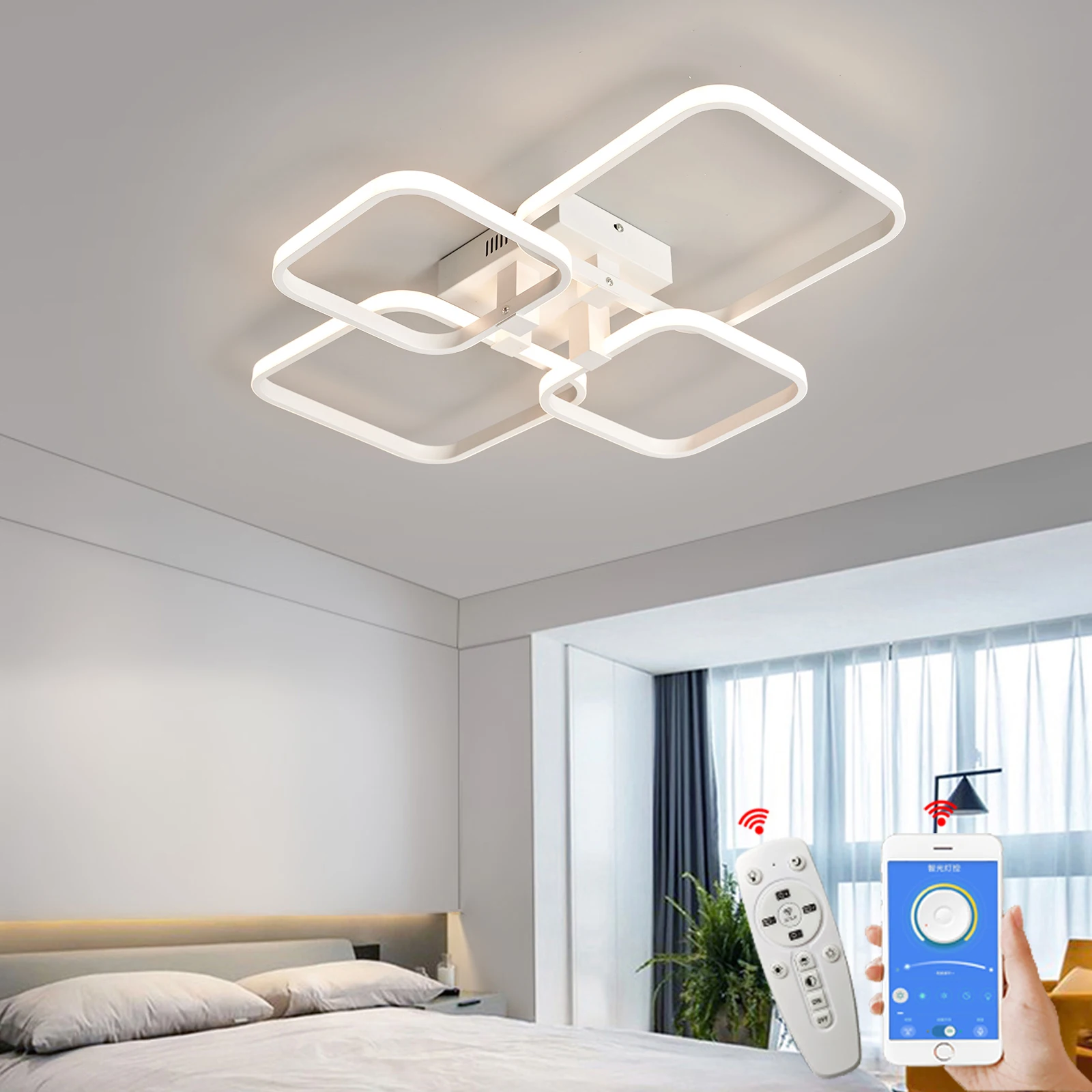 Dimming Modern led chandelier for livingroom bedroom study Room Home decoration plafon Ceiling chandelier Lamp Light fixture