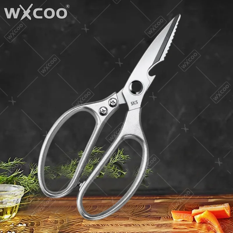 WXCOO Stainless Steel Kitchen Cutting Knife Fish Killing Meat Knife Multifunctional Food Scissors Chicken Bone Scissors for BBQ