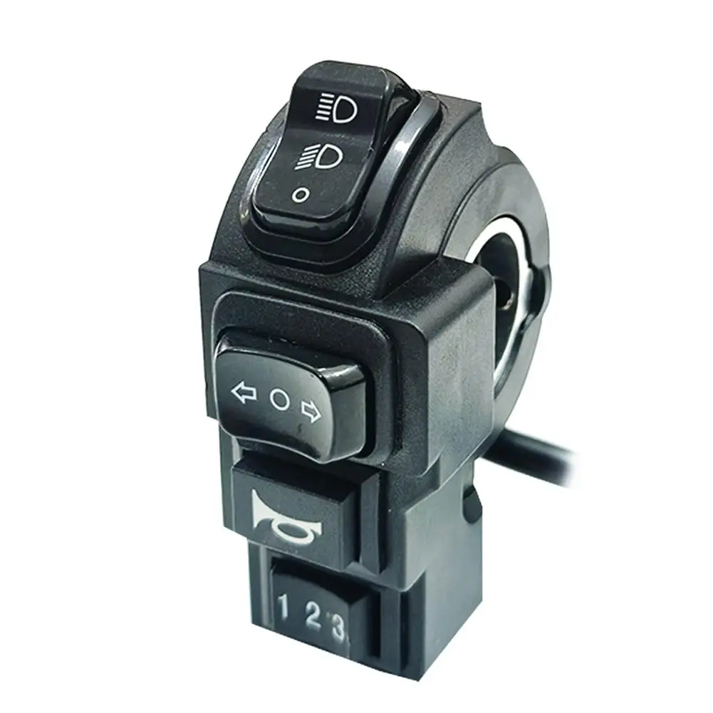 4-in-1 E-bike And Motorcycle Headlight Switch ON/Off Control Headlight Switch Turn Signal And Klaxon Control 9 Pin SM Connector