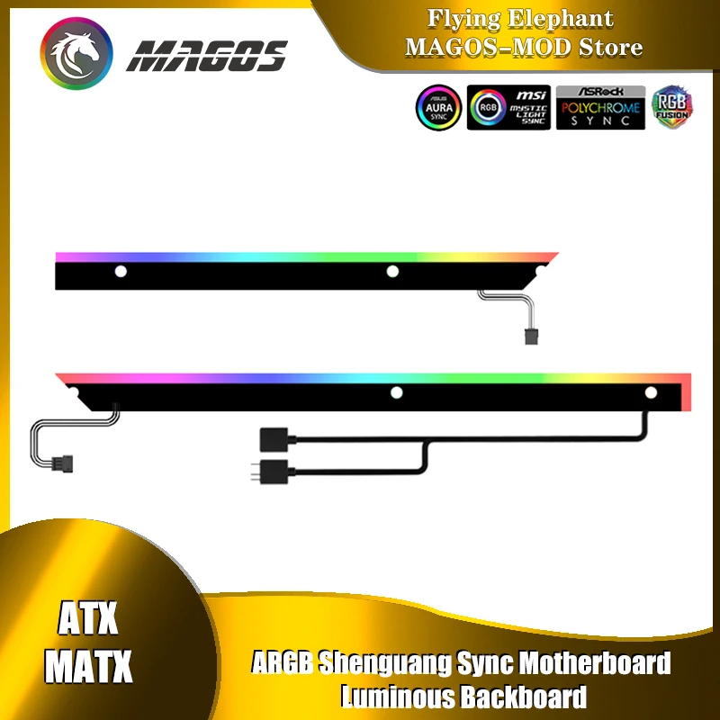 PC MOD Motherboard RGB Backlight Led Strip, 5V ARGB Divine Light Pollution For ATX / MATX M/B Backplate, 2 Pcs/Pack