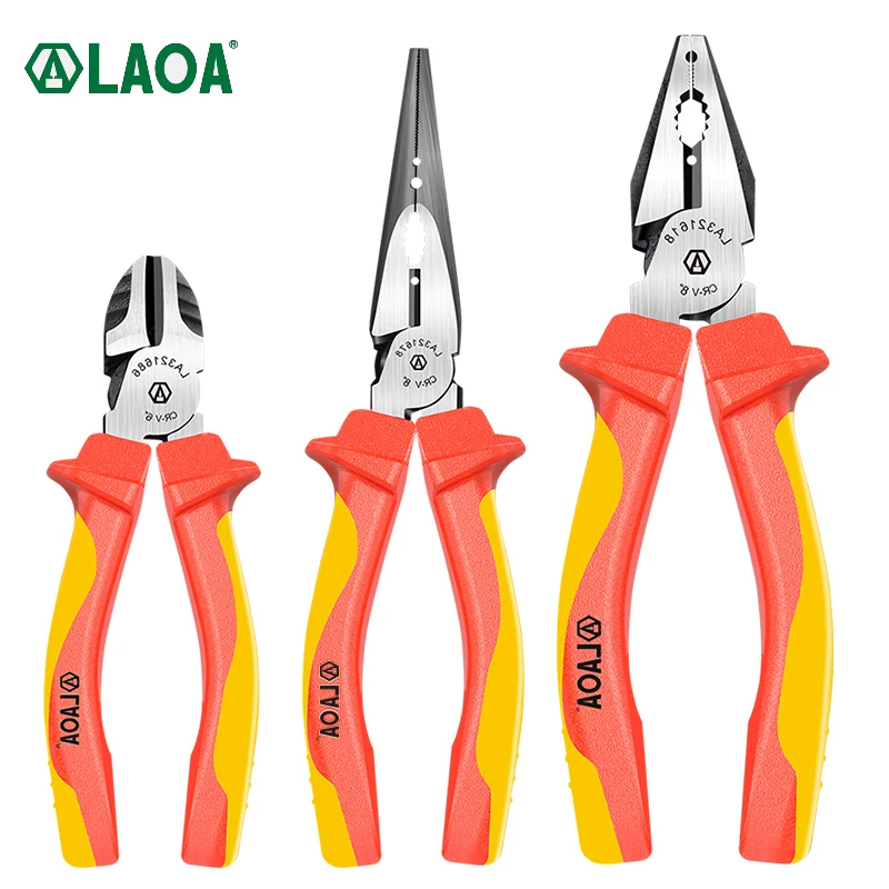 LAOA 1000V Insulated Wire Cutter Pliers Electrical Nipper Pliers VDE Cable Strippers Saving Insulated Rubber Coated Handle