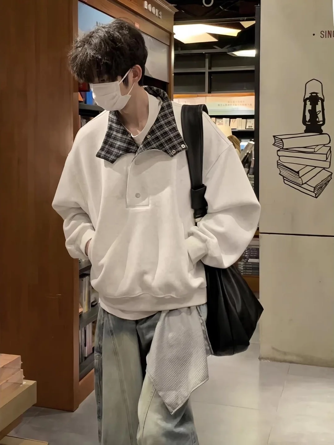 

Мужская толстовка American Sle Heavyweight в клетку с пэчворком, с длинными рукавами, воротником-стойкой, премиум-качество, с эффектом утяжки на плечах