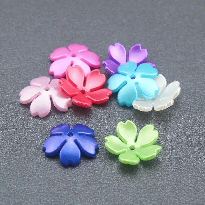 50-200Pcs/Lot 15MM Five-Leaf Flower Jewelry Accessories Spacer Bead For Hairpin Clothing Decoration DIY Crafts Handwork Making