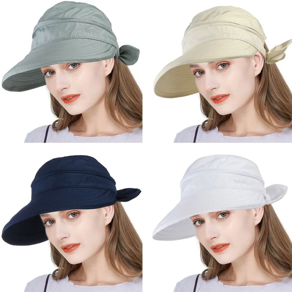 Frauen Damen Sommer breite Krempe Hut faltbare Visier Outdoor-Kappe Anti-UV-Strand Sonnenhut Sommer Strand Hut