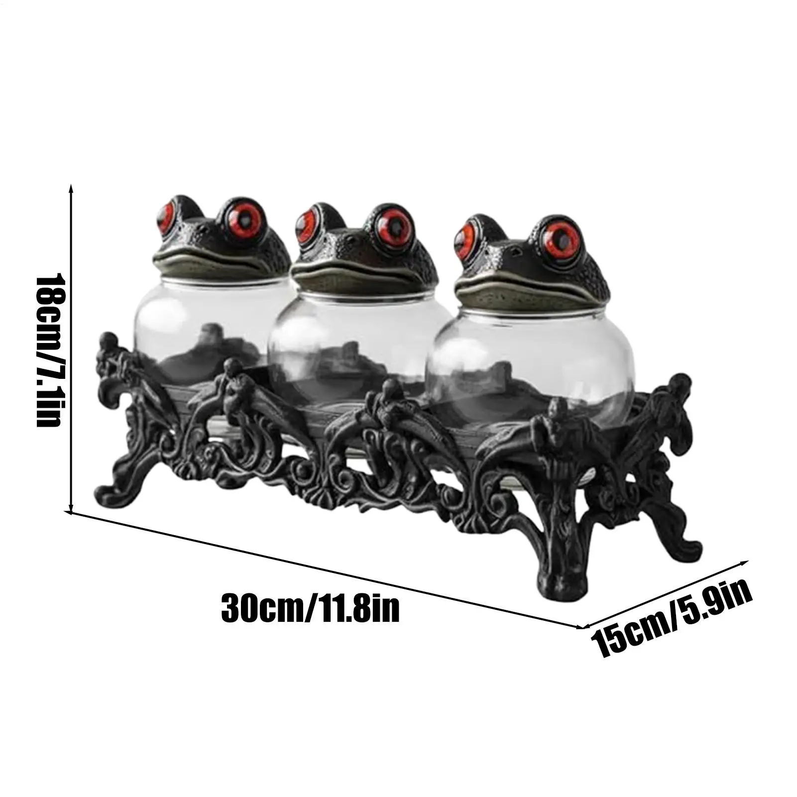 Glass Seasoning Jars With Lids Frog Design Apothecary Candy Organization Salt Container For Kitchen Pantry Cabinet Counter Food