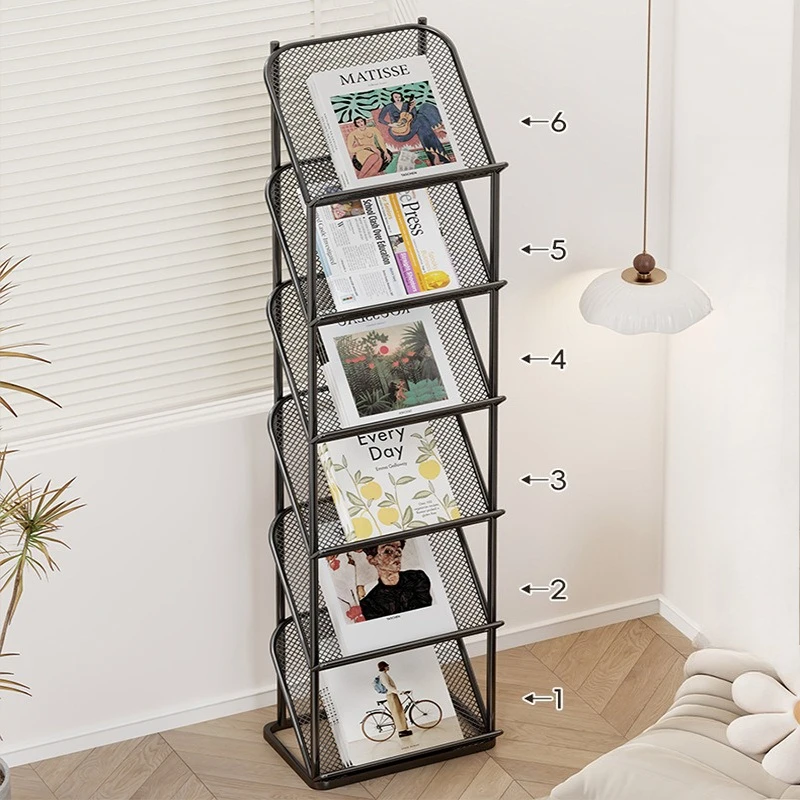 Rack de armazenamento de revistas, rack de exibição de materiais, folheto, piso de jornal, rack de exibição de página única, suporte de revista