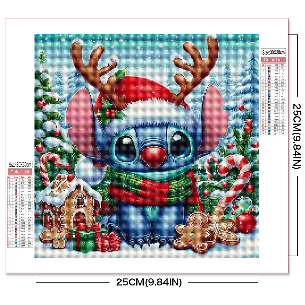 Disney Diamond Mosaic Lilo and Stitch Cartoon 5D Diamond Painting Christmas Gift Handmade Embroidery Winter Home Decoration