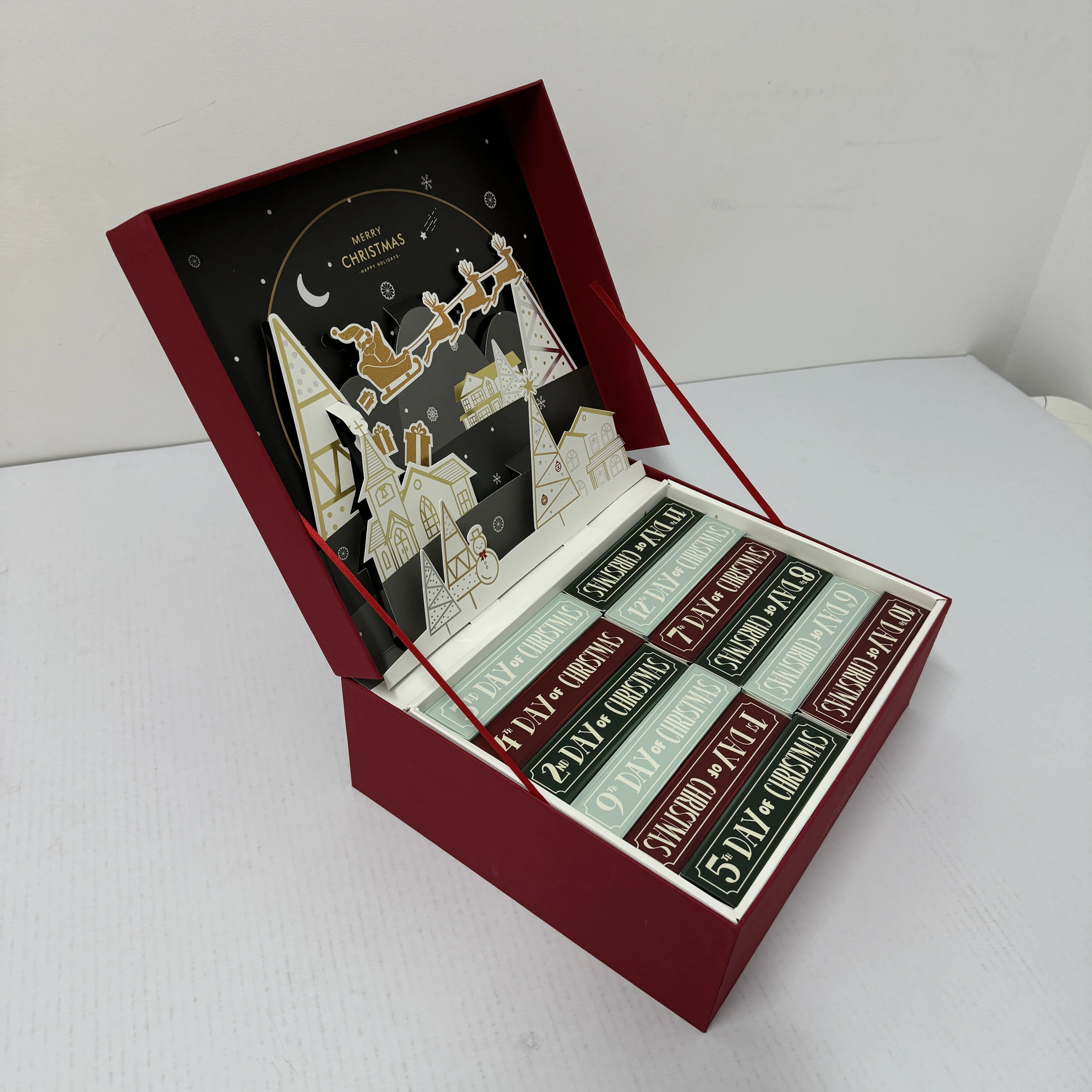 Customization.New Design Christmas Chocolate Clamshell Advent Calendar Custom Cardboard Pop up Advent Calendar Packaging Box