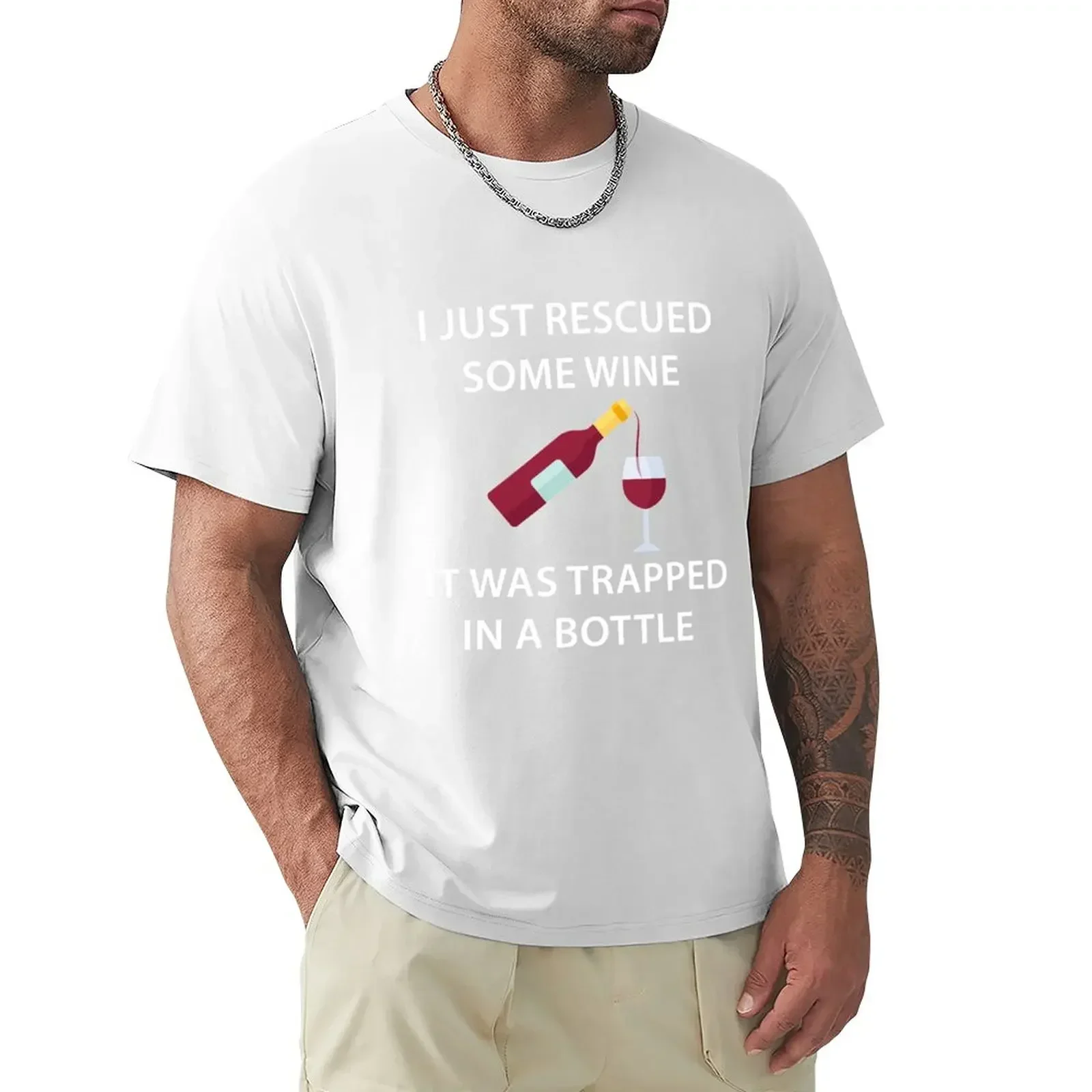 tops cute tops new edition men workout shirt I just rescued some wine it was trapped in a bottle T-Shirt  mens t shirts