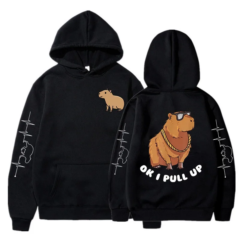 Harajuku Gothic Korean Style Streetwear Cartoon Capibara Y2k Hoodies Capybara Fashion Mange Cute Sweatshirt Animal Funny Clothes