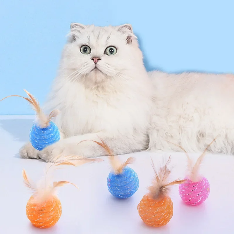 Pet Cat Toy Tooth Grinding Claw Sisal with Feather Thread Tube Harmless Substance Kitten Interactive Toys Relieve Boredom