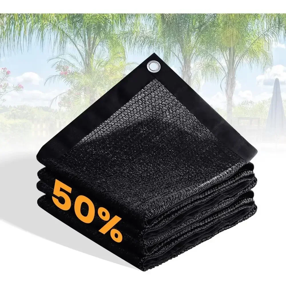 Customized Black Garden Sun Shade Cloth - 50% UV Protection for Plants, Outdoor, Greenhouse, Lawn | Lightweight Mesh with Gromme